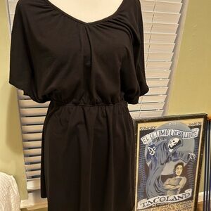 L8TER black dress, black butterfly silver appliqué size XL